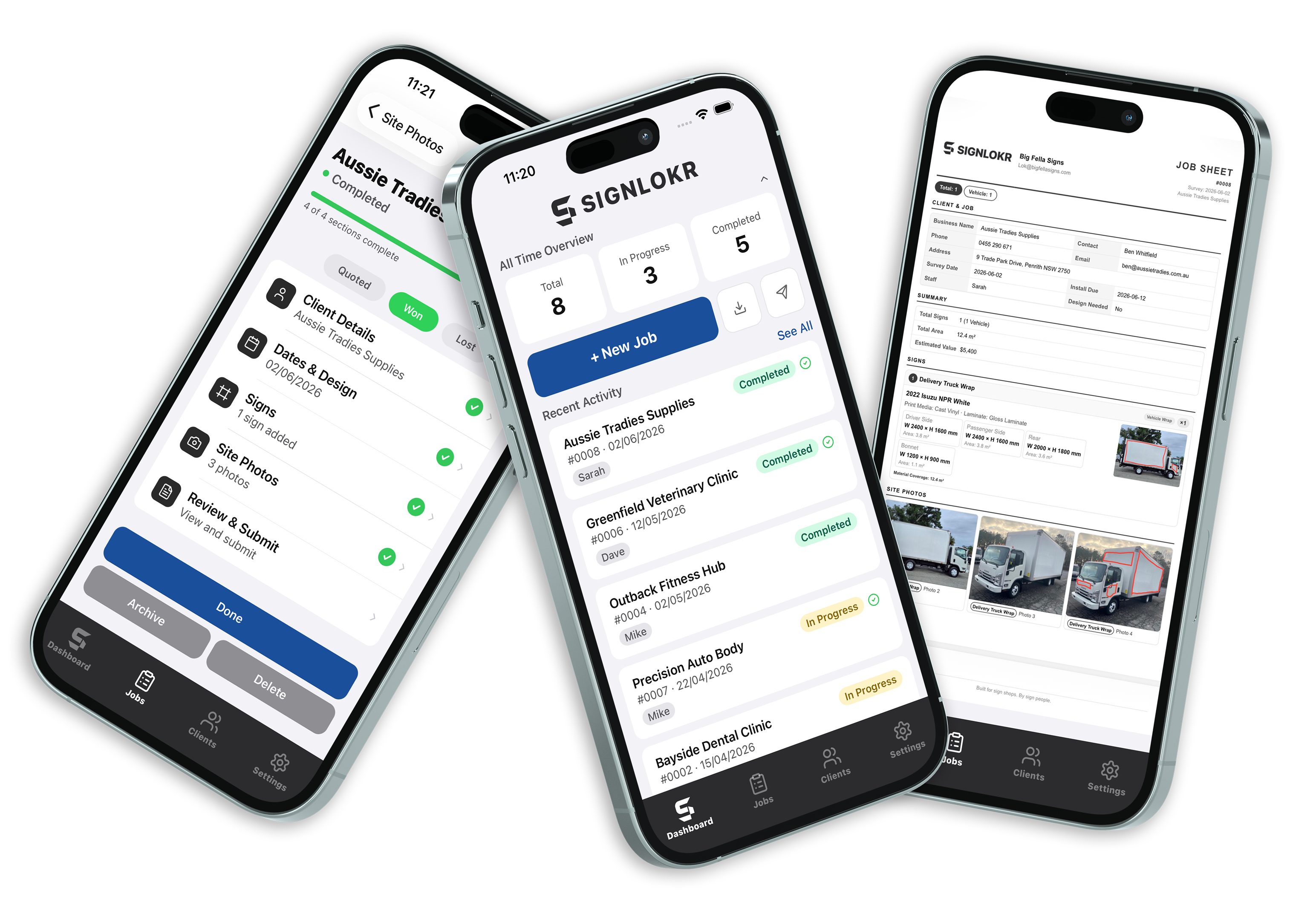 Signlokr app across three devices